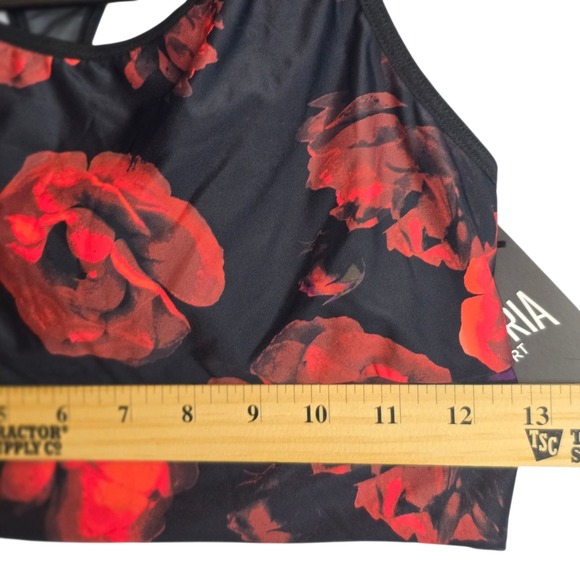 Victoria Secret Sports Bra Legging Set Black Roses Racer Back Athletic Mediu NWT - Picture 5 of 13